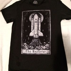 Tarot Card Style Explorer TShirt - Rocketship Moon